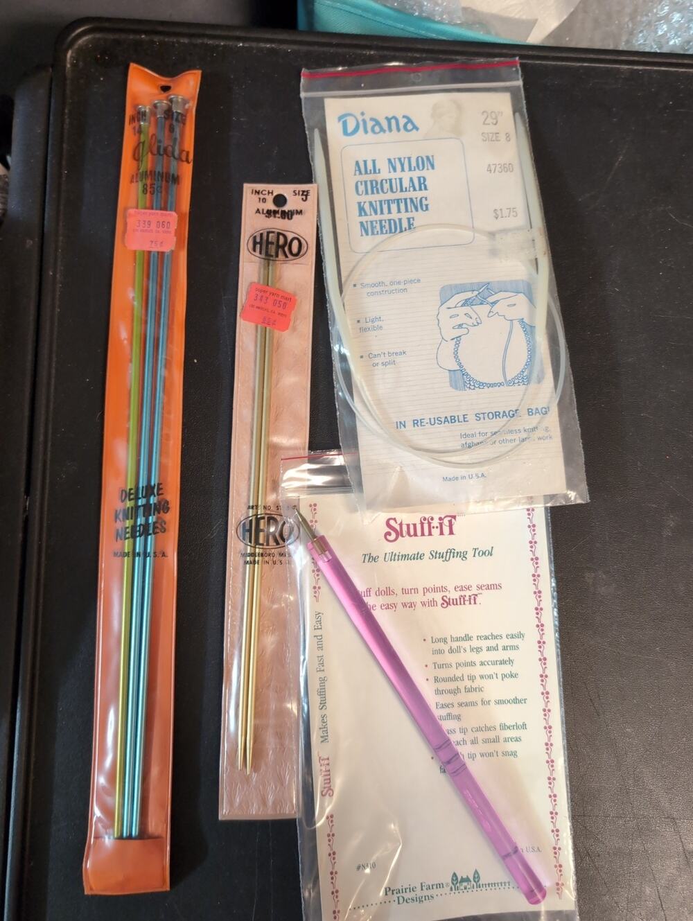 HERO Glida Straight Knitting Needles Diana Circular Stuff It Vintage Lot